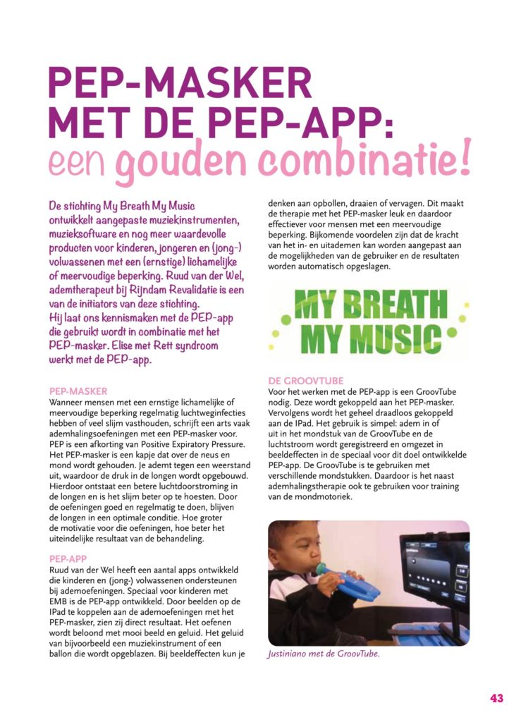 Artikel uit pRettpraat editie 59 genaamd: PEP masker training met de PEP app. Pagina 3